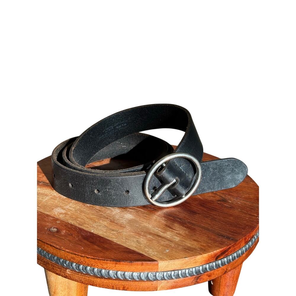 American Eagle AEO Genuine Leather Belt Black Oval Buckle Casual Unisex Size M/L